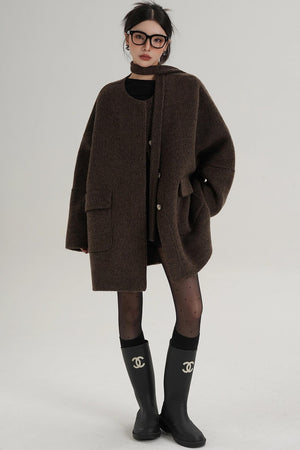 Lace-Up Woolen Coat