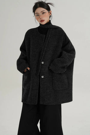 Lace-Up Woolen Coat