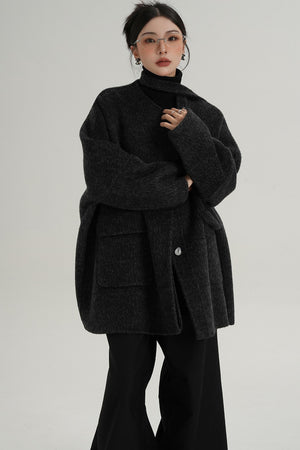 Lace-Up Woolen Coat