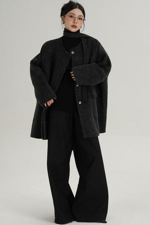 Lace-Up Woolen Coat