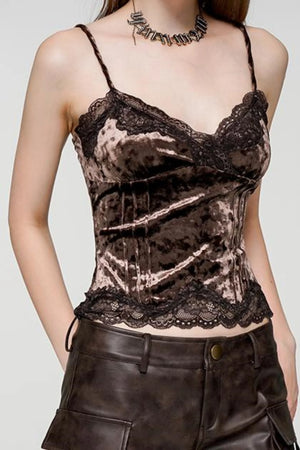 Lace Velvet Camisole Top