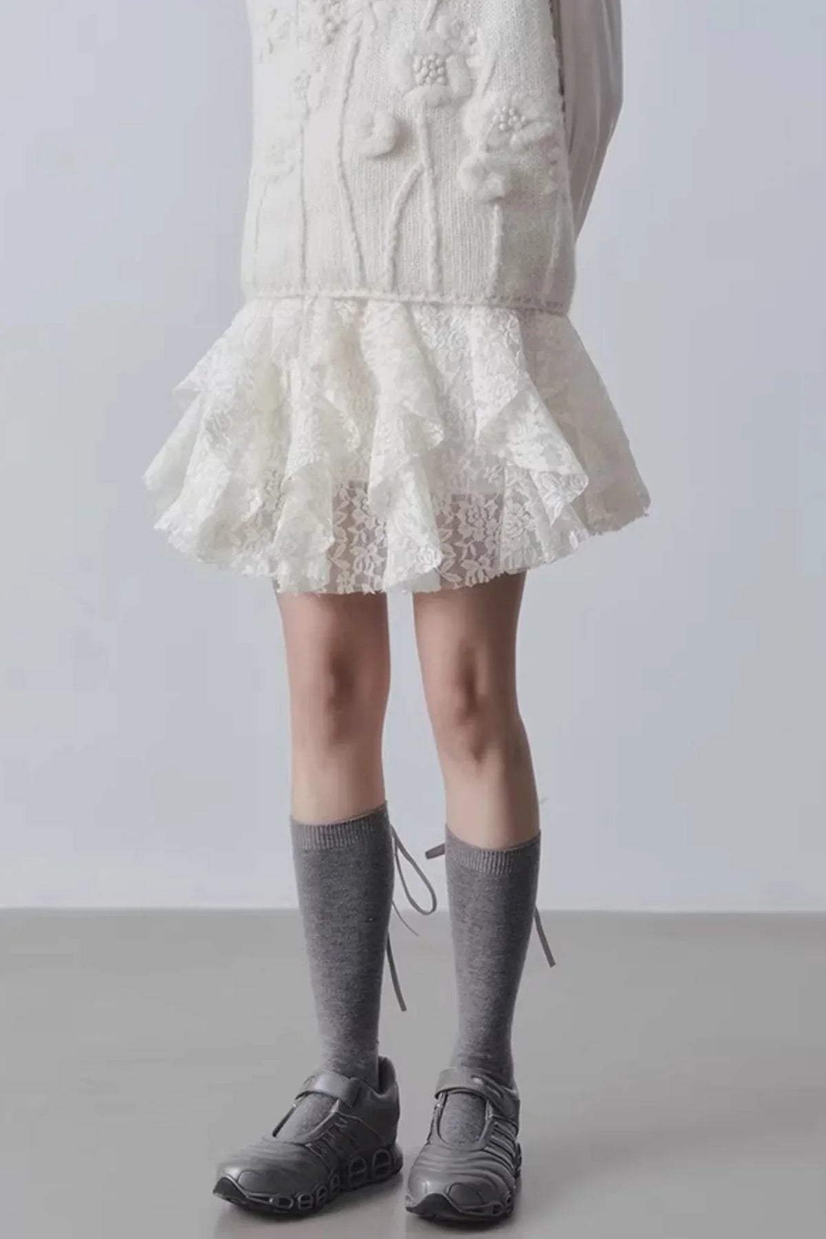 Lace Velvet High-Waisted Skirt