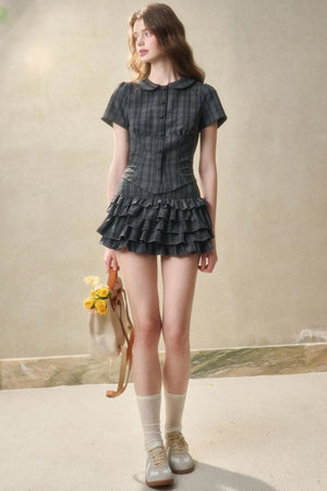 Lace Waist Check Shirt Set-Up