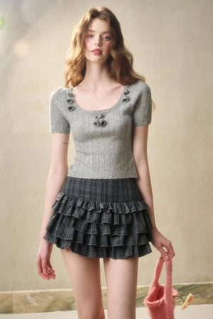 Lace Waist Check Shirt Set-Up