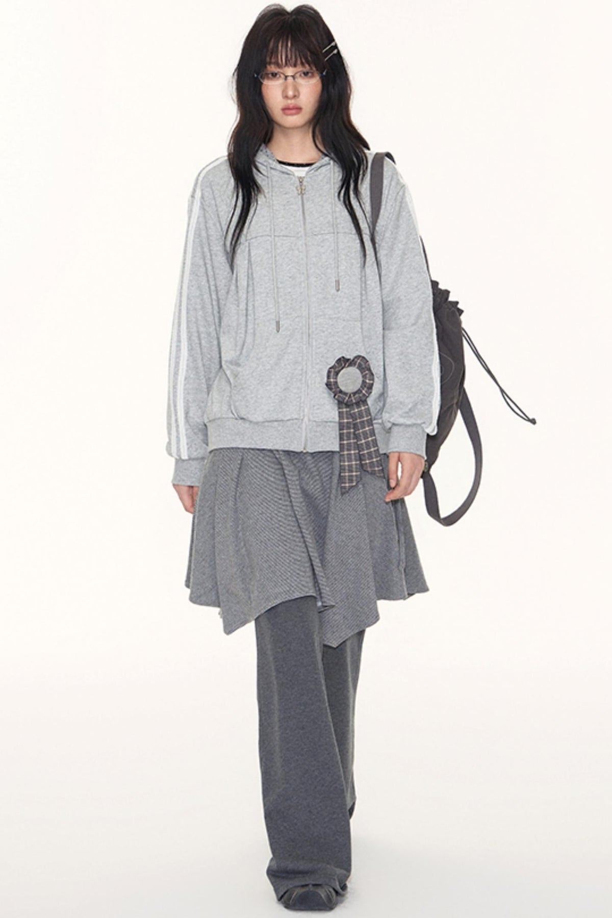 Lace Webbing Hoodie Top