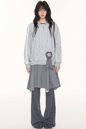 Lace Webbing Hoodie Top
