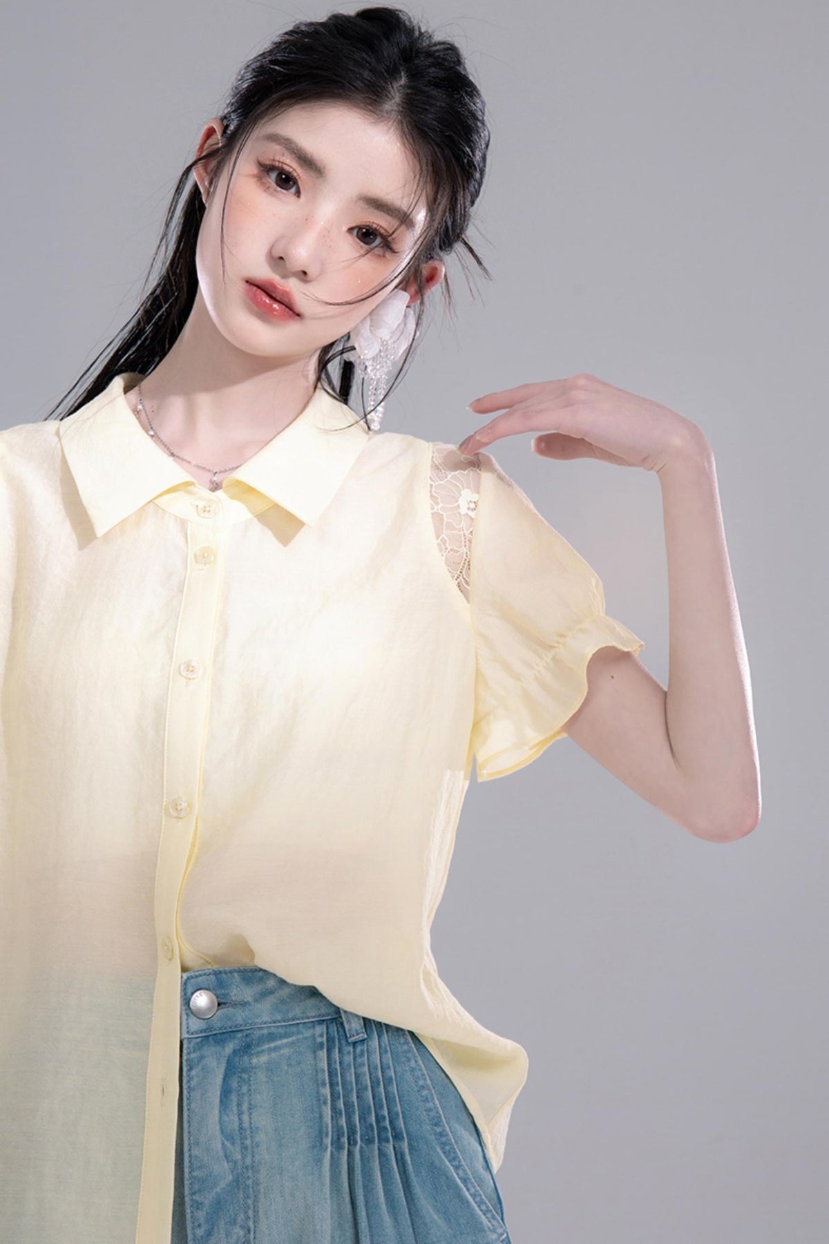 Lace Yellow Tee