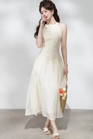 Ladylike Lace Halterneck Dress