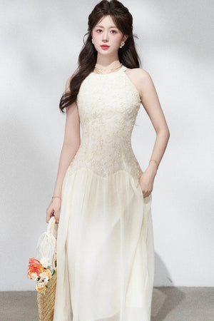 Ladylike Lace Halterneck Dress