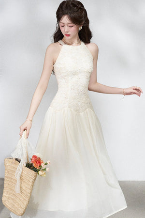 Ladylike Lace Halterneck Dress