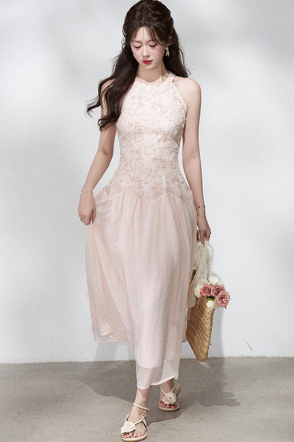 Ladylike Lace Halterneck Dress