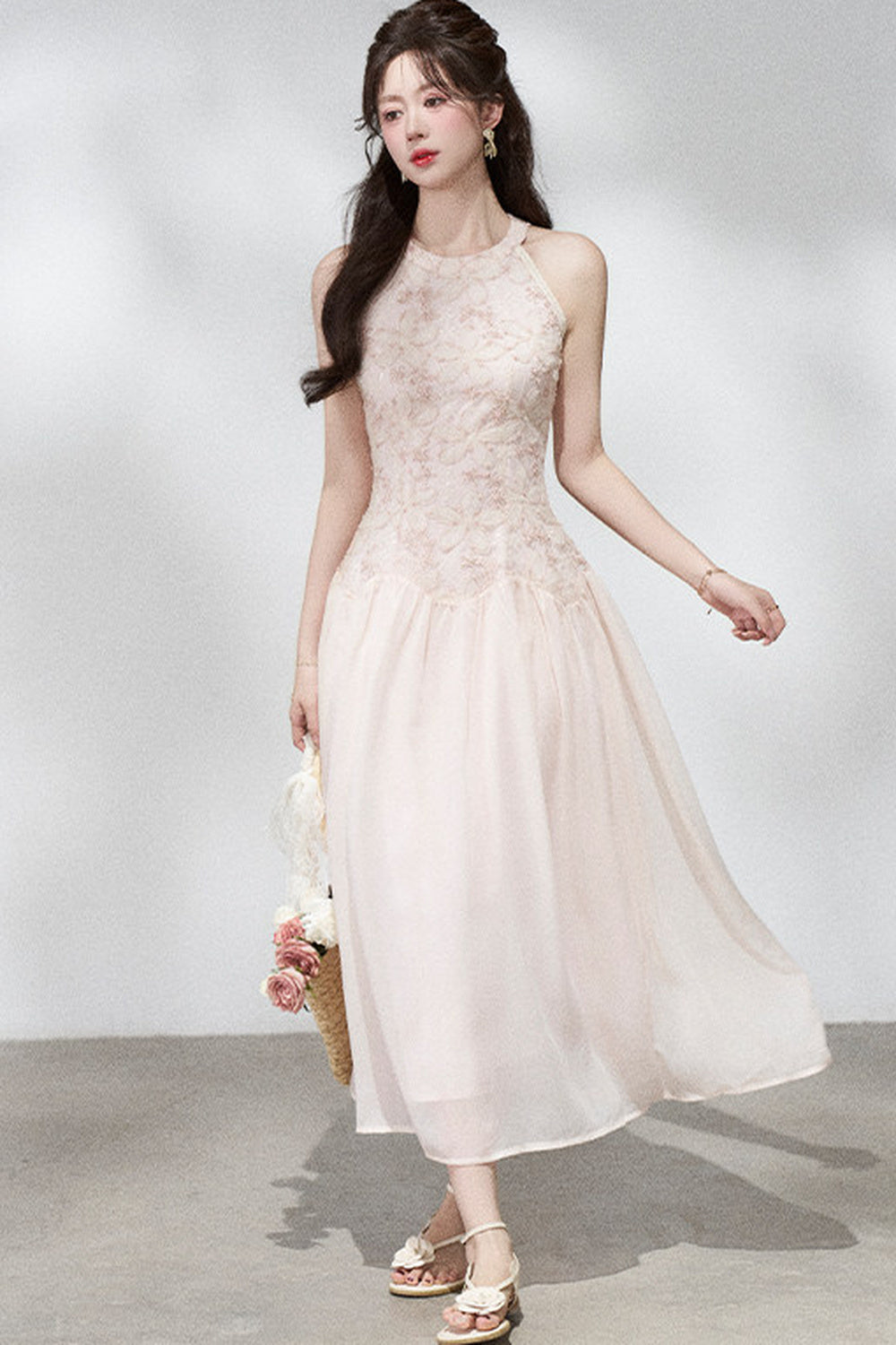 Ladylike Lace Halterneck Dress