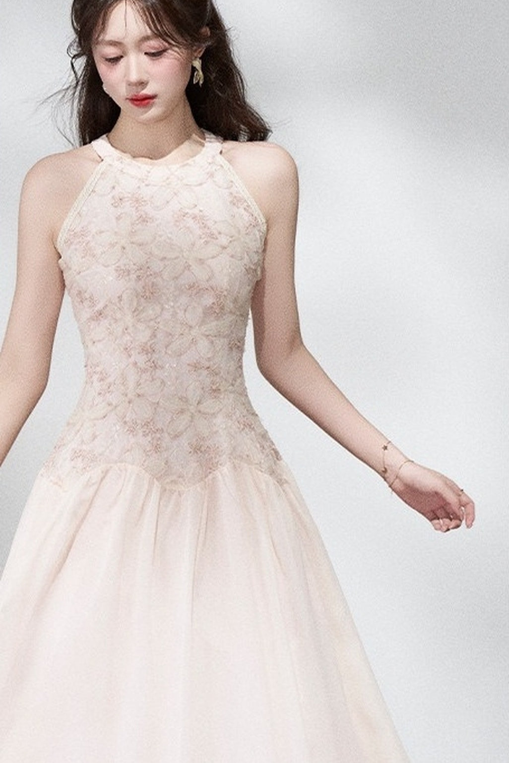 Ladylike Lace Halterneck Dress