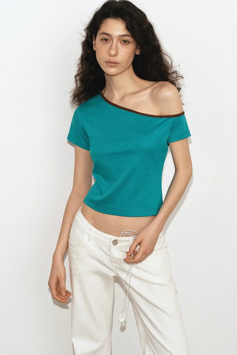 Lake Blue Asymmetrical Cotton Top