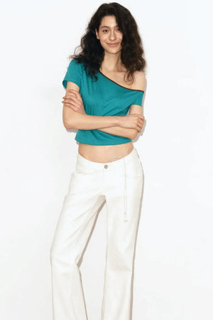 Lake Blue Asymmetrical Cotton Top