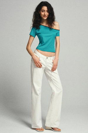 Lake Blue Asymmetrical Cotton Top