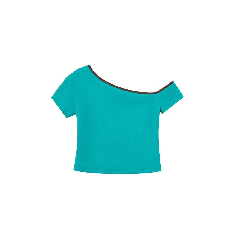 Lake Blue Asymmetrical Cotton Top