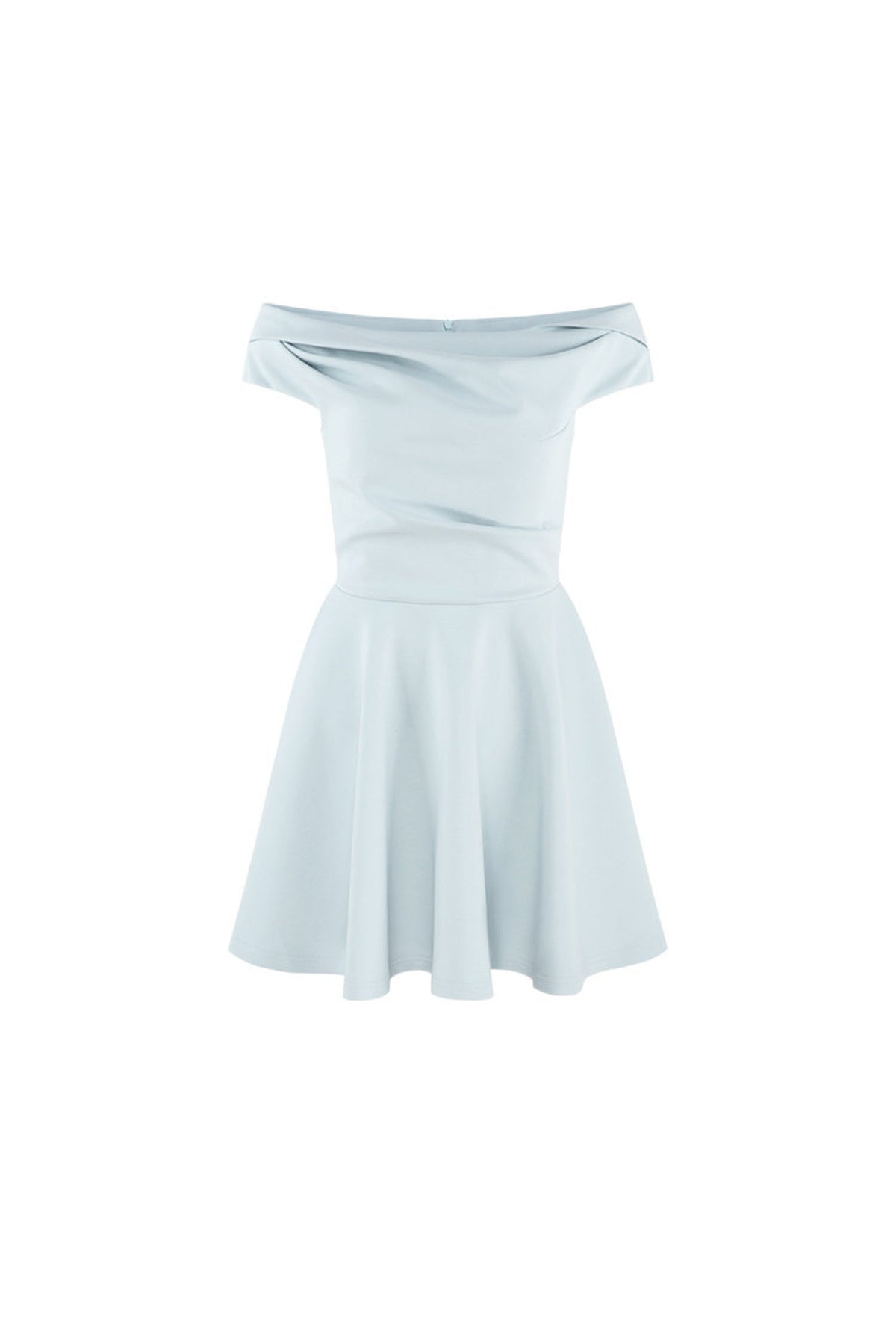 Lake Green Tencel Off-Shoulder A-Line Dress