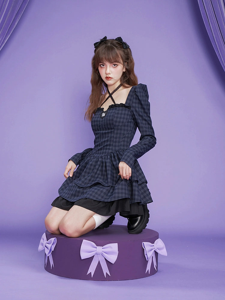 Lamb Sleeve Halterneck Dress