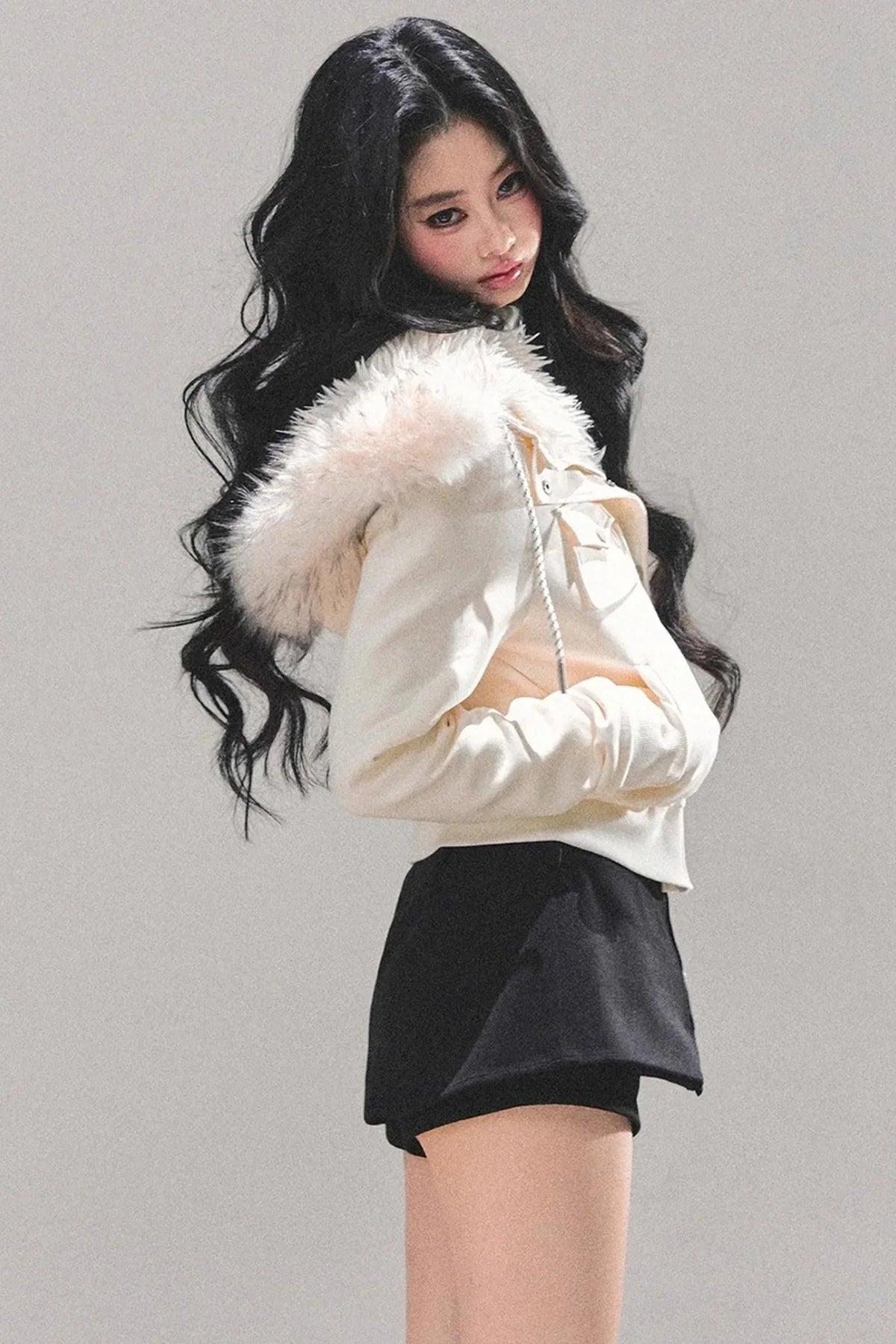 Lamb Wool Hooded Winter Coat