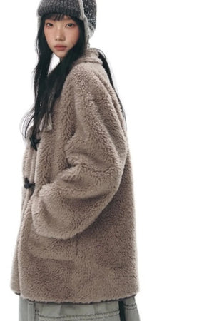 Lamb Wool Horn Button Jacket Set