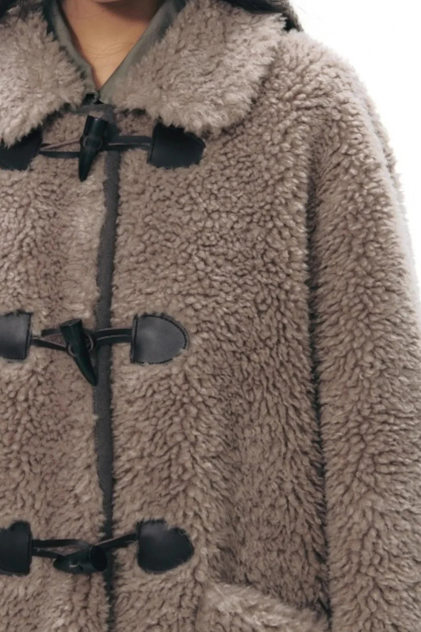 Lamb Wool Horn Button Jacket Set