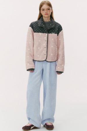 Lambswool Polka Dot Patchwork Jacket