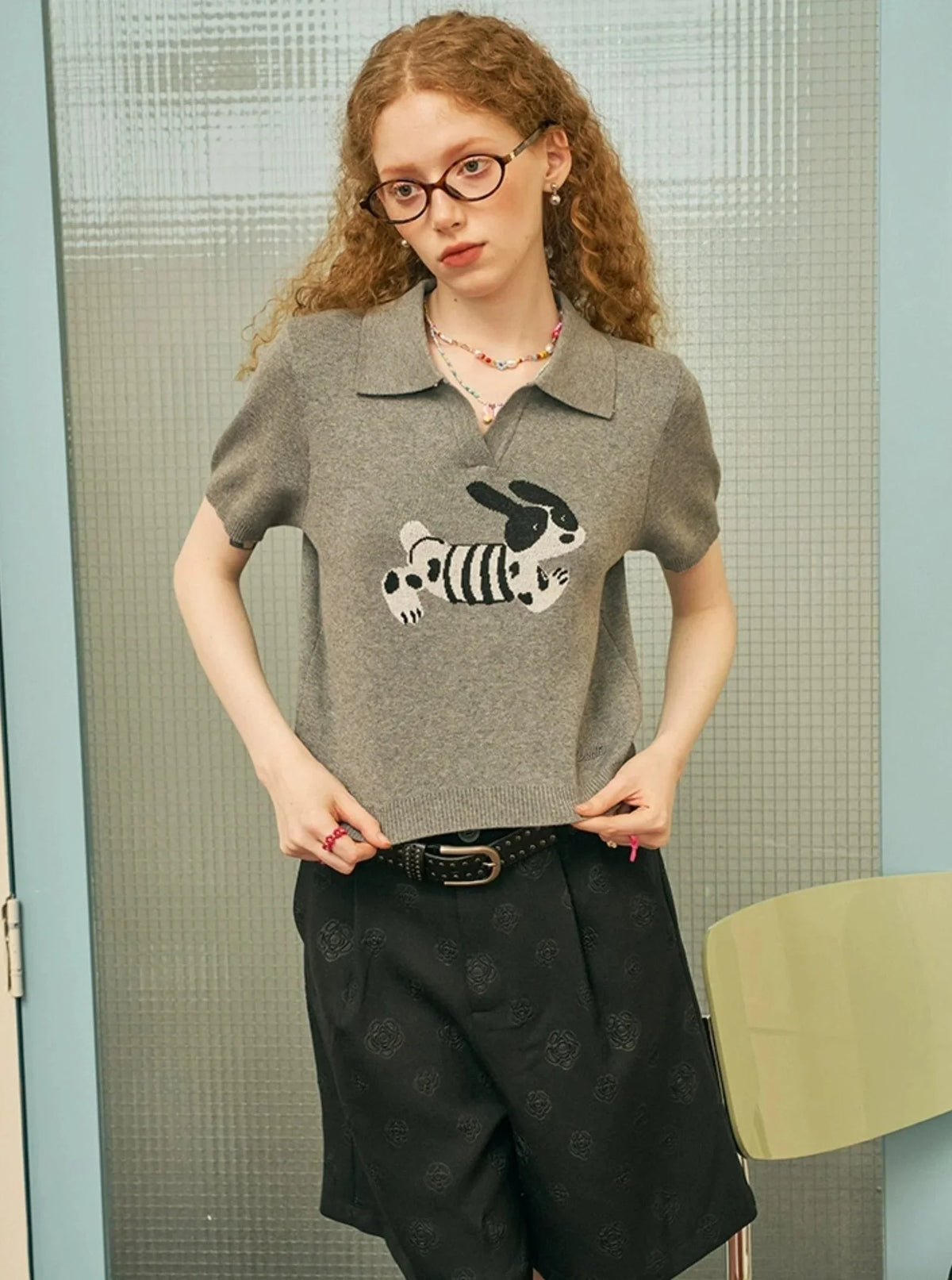 Lapel Cotton Short-Sleeved Top