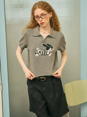 Lapel Cotton Short-Sleeved Top