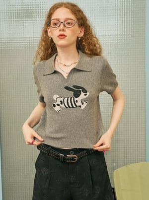 Lapel Cotton Short-Sleeved Top