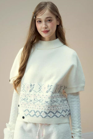 Lapel Design Cape Sweater