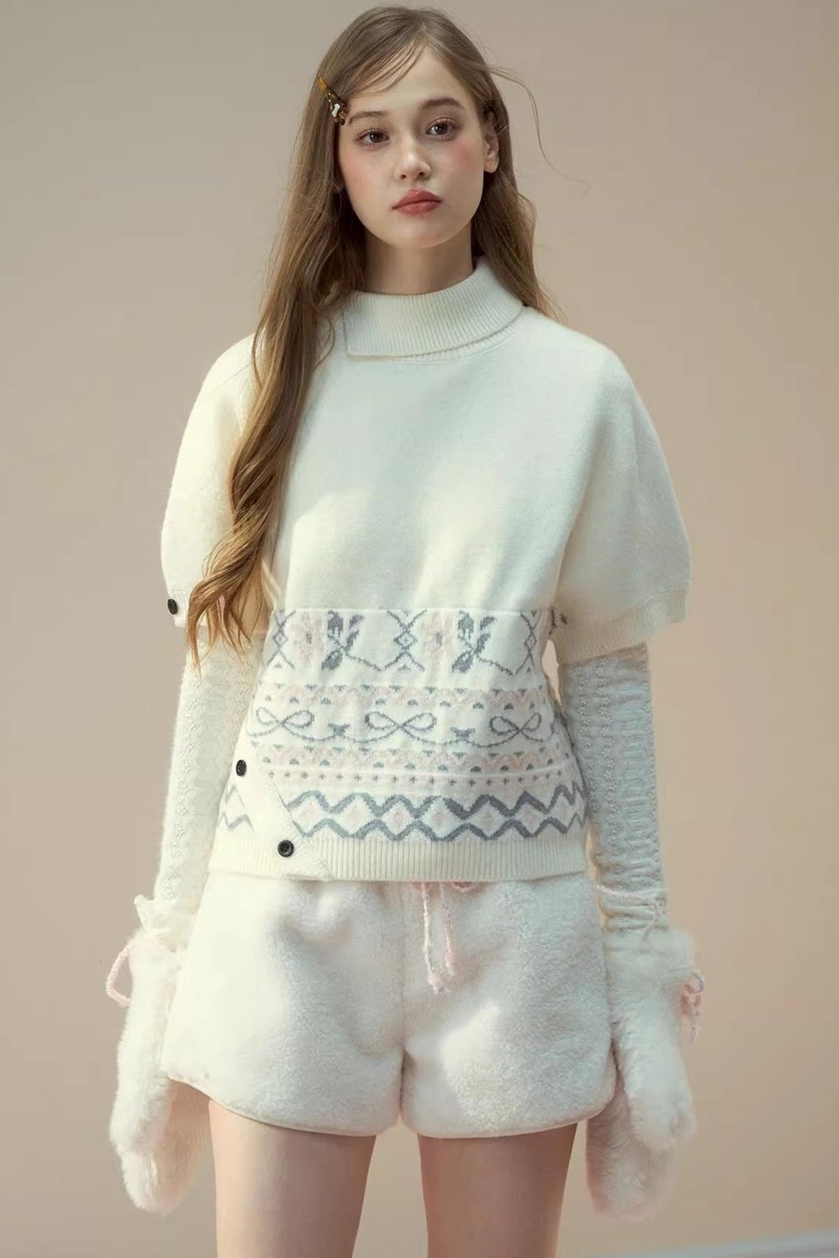 Lapel Design Cape Sweater