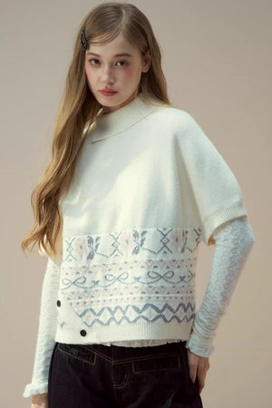 Lapel Design Cape Sweater