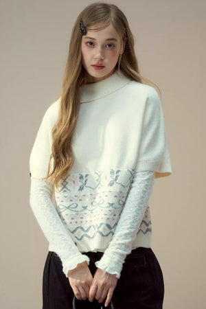 Lapel Design Cape Sweater