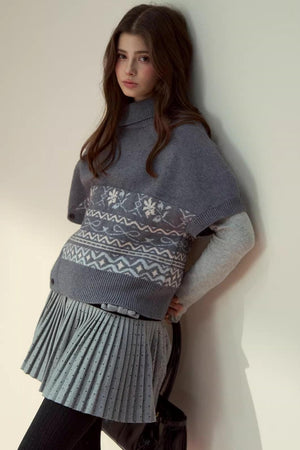 Lapel Design Cape Sweater