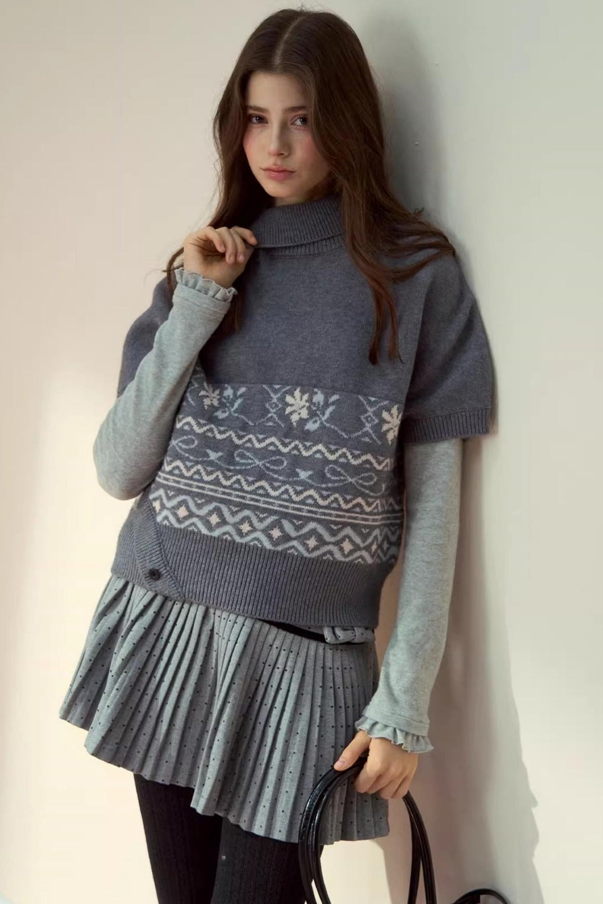 Lapel Design Cape Sweater