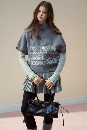 Lapel Design Cape Sweater