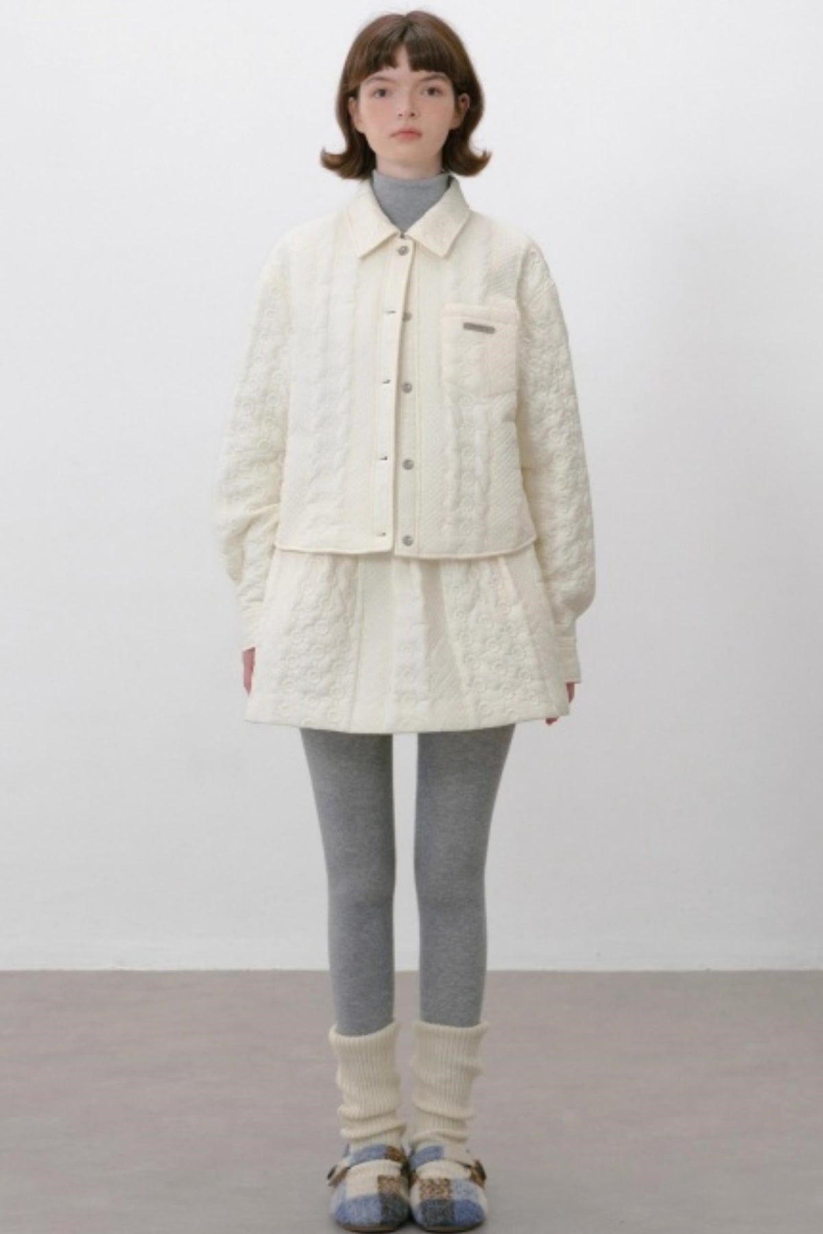 Lapel Dropped Shoulder Quilted Jacket