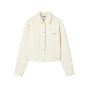 Lapel Dropped Shoulder Quilted Jacket