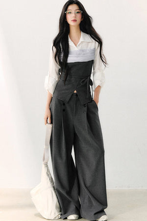 Lapel Faux Two-Piece Tie Shirt