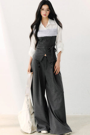 Lapel Faux Two-Piece Tie Shirt