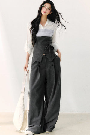 Lapel Faux Two-Piece Tie Shirt
