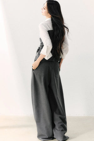 Lapel Faux Two-Piece Tie Shirt