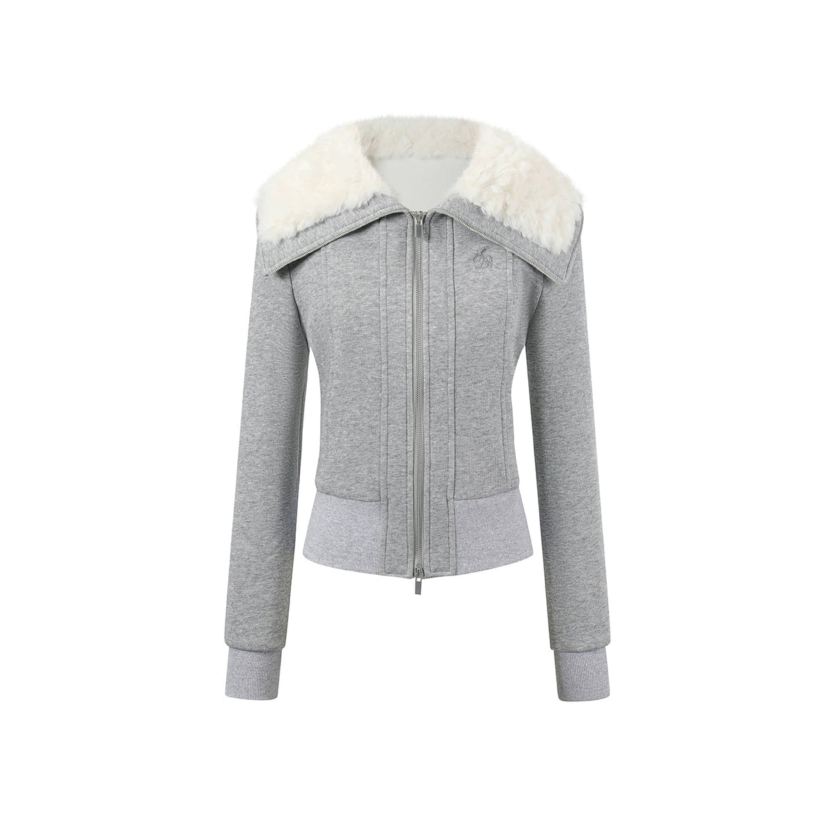 Lapel Fleece Slim Sweatshirt Jacket Set-Up