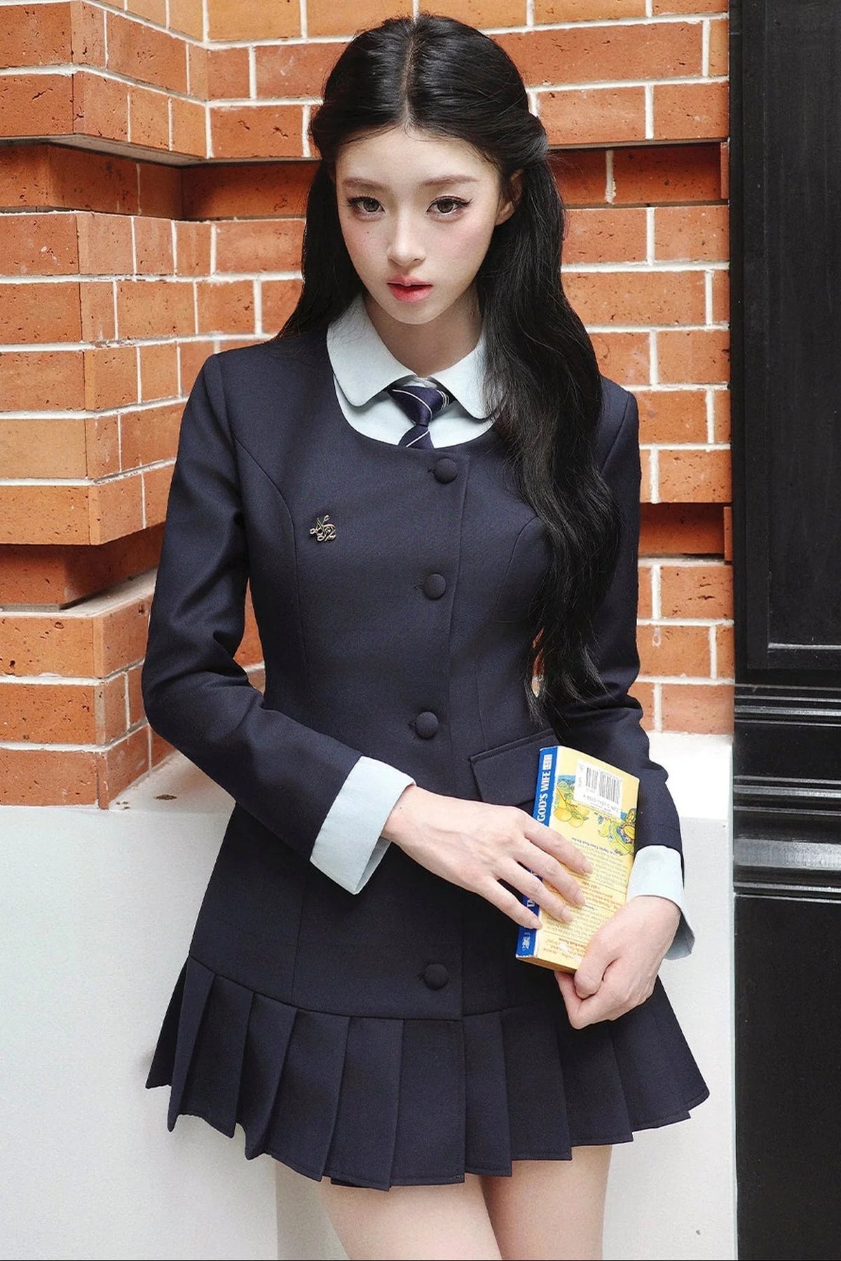 Lapel High-Waisted Pleated Dress Set-Up