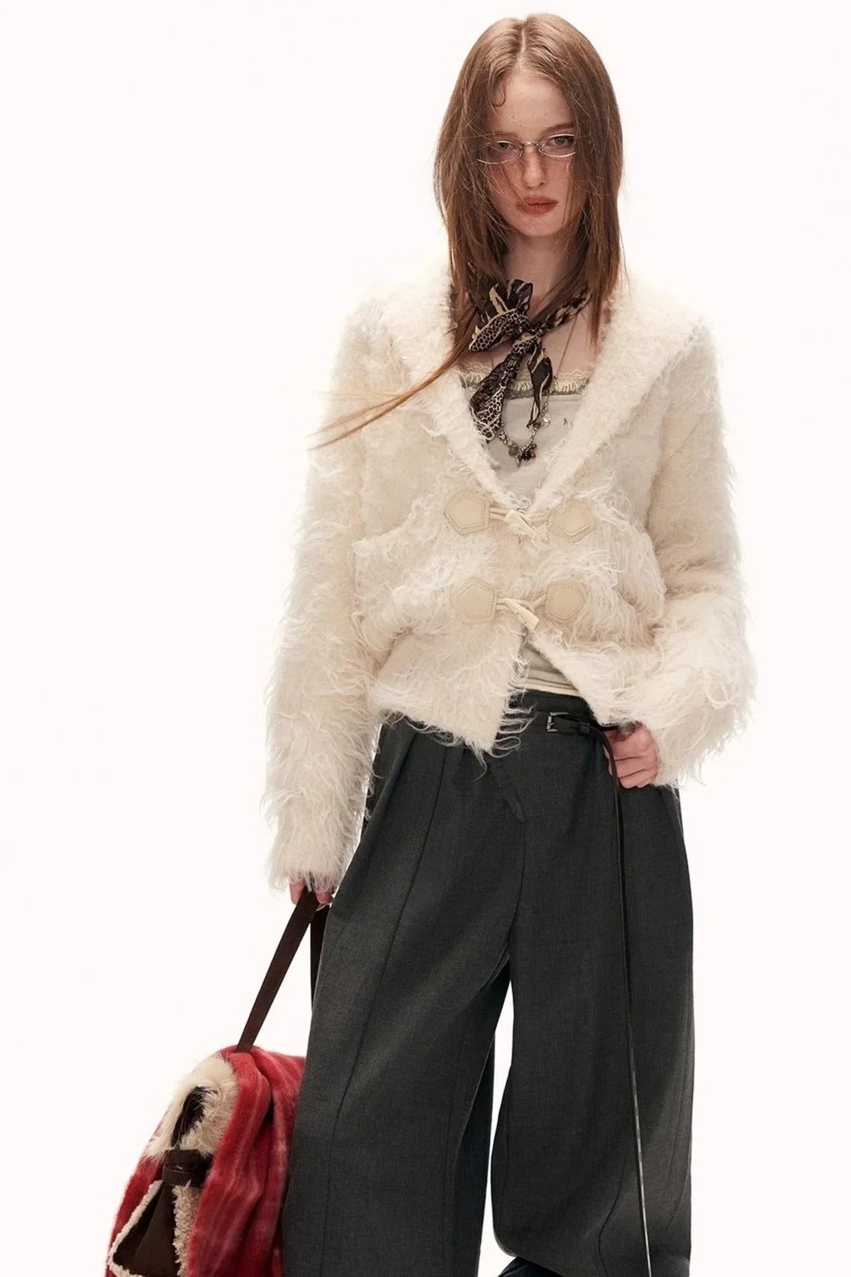 Lapel Yarn Fleece Cardigan