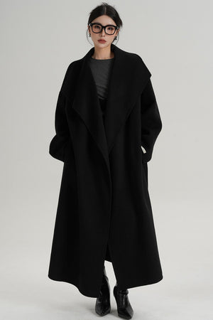 Large Lapel Long Wool Coat