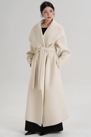 Large Lapel Long Wool Coat