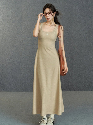 Large U-neck slim vest dress