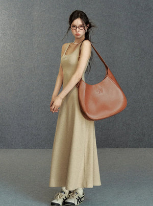 Large U-neck slim vest dress